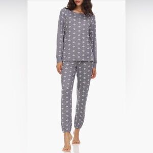 Flora Nikrooz Gray Pajama Set with White Pattern